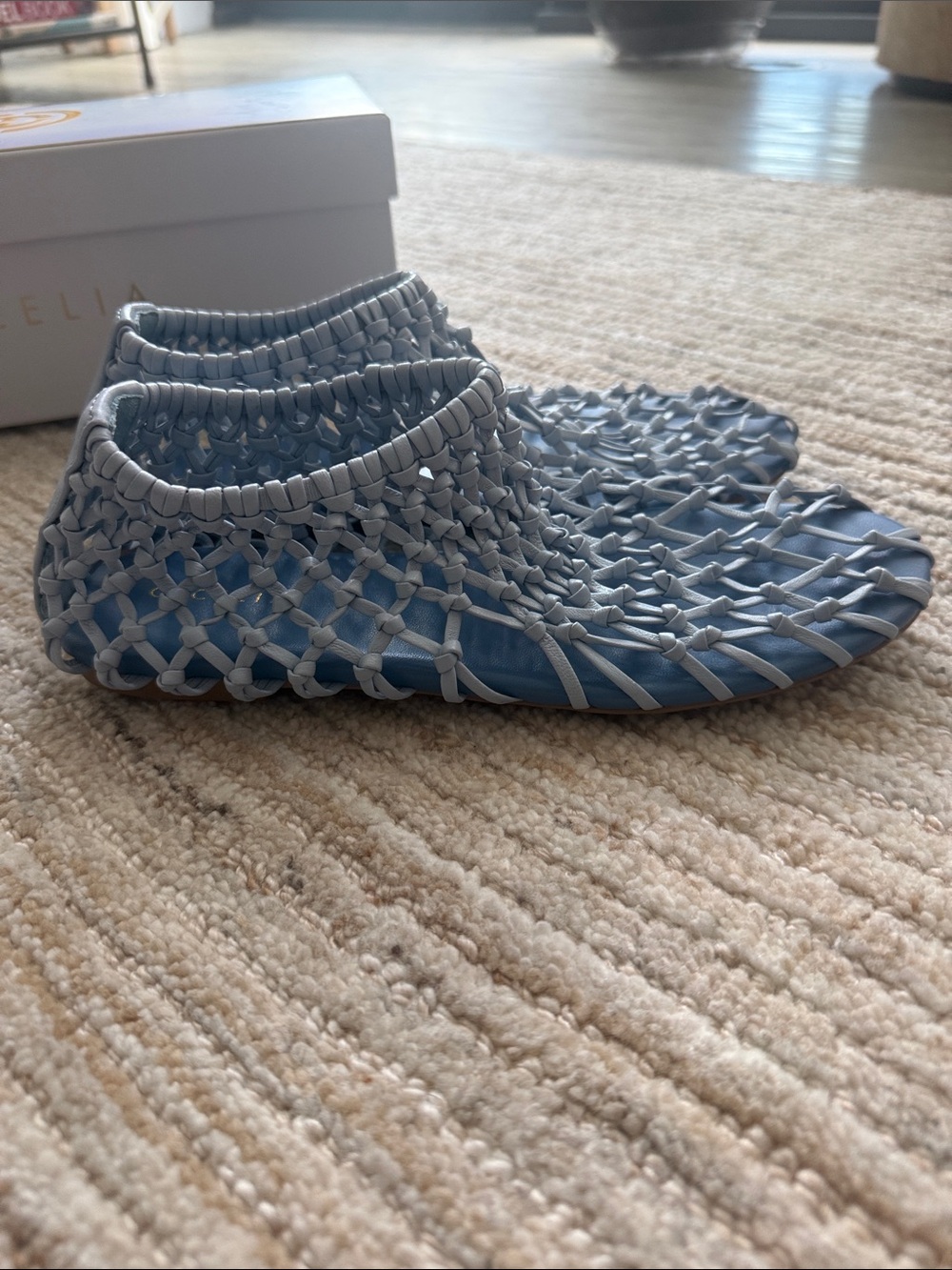 Anthro Cecilia Wilma Light Blue Woven Slip-On Shoe - Picture 6 of 7
